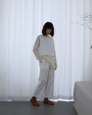 Light Wave Collar Top Long - Wool Cream