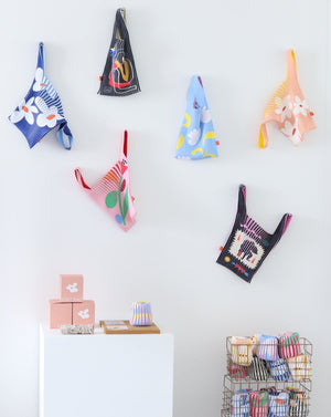 Knit Bag - Light Blue Tulip / Baby Pink - 21004