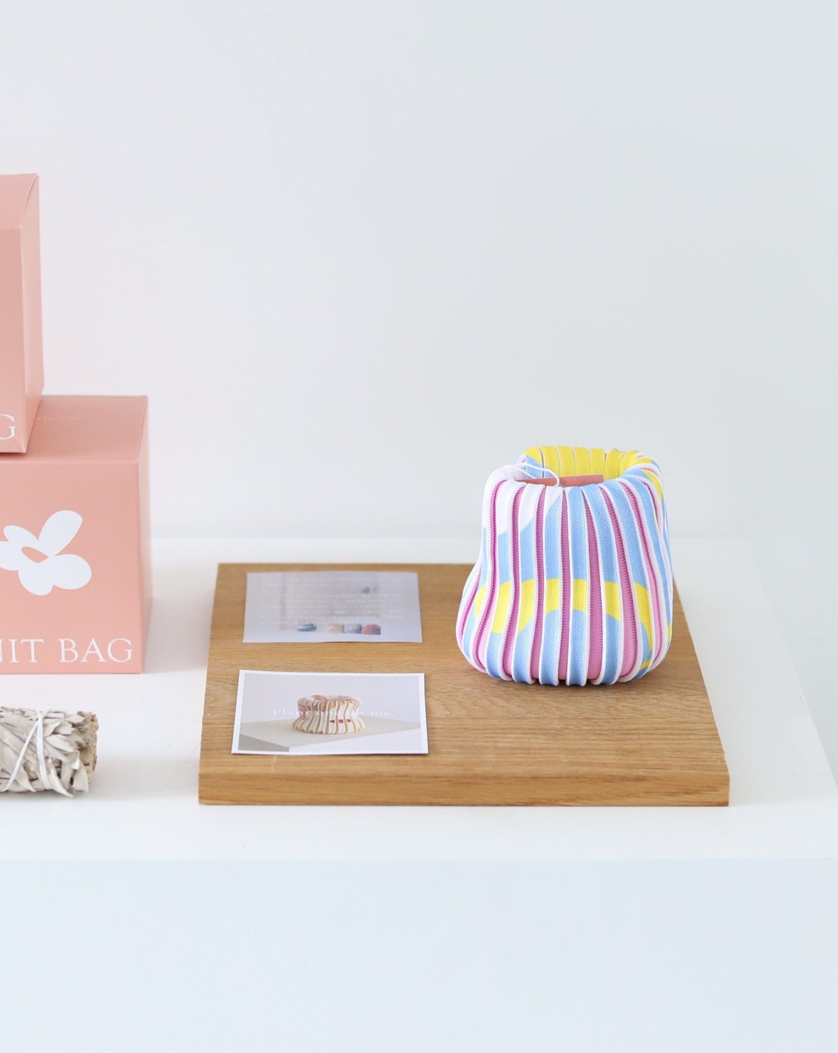Knit Bag - Light Blue Tulip / Baby Pink - 21004