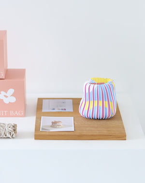 Knit Bag - Light Blue Tulip / Baby Pink - 21004